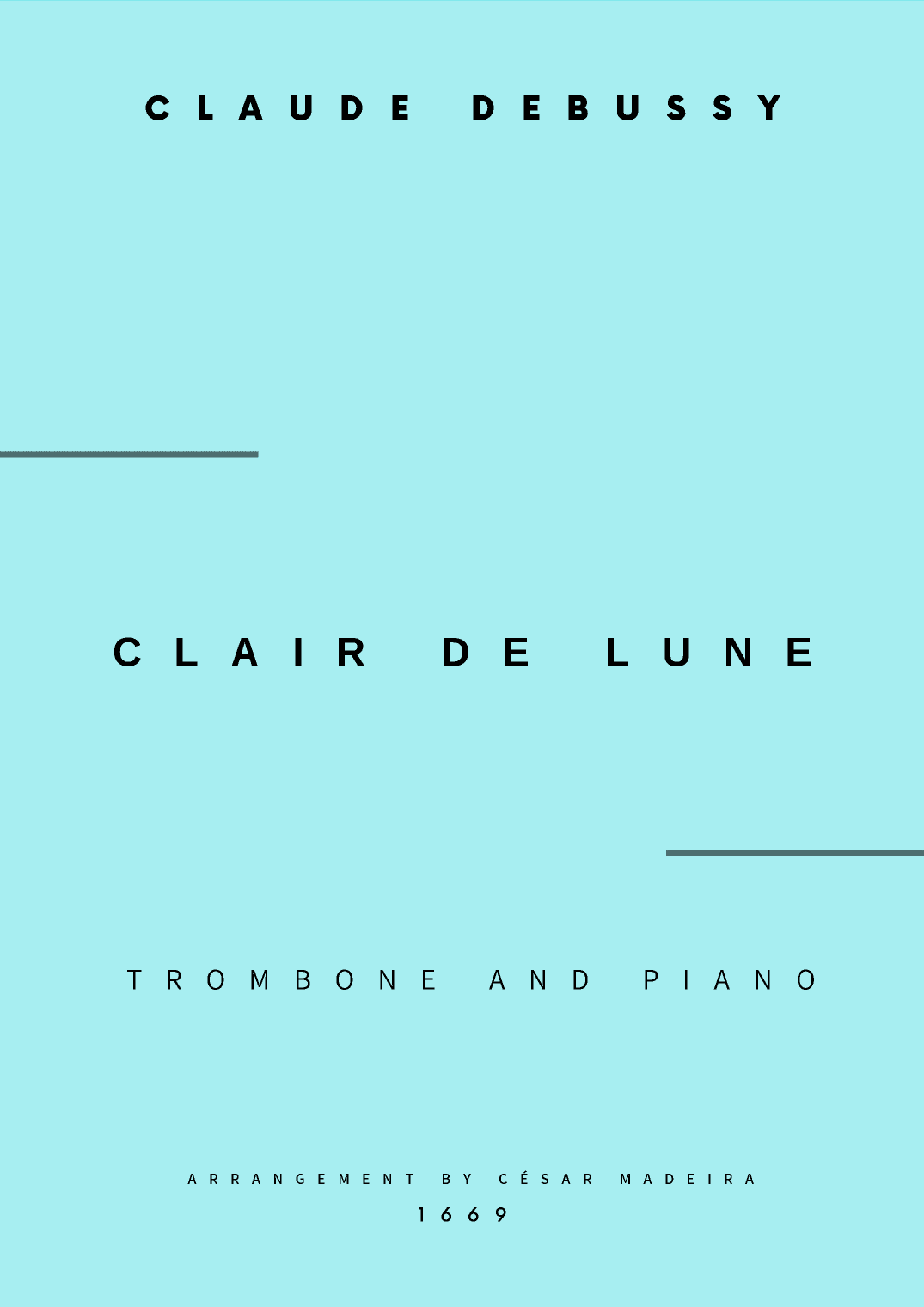 Clair de Lune by Debussy - Trombone and Piano (Full Score and Parts) (arr. César Madeira)