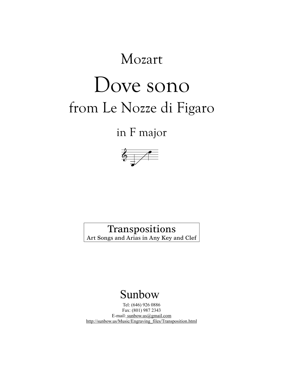Mozart: Dove sono (transposed to F Major) (arr. Sunbow)