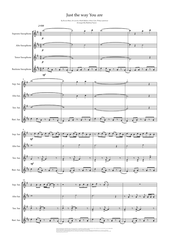 Just The Way You Are (arr. Matthew pyeon)