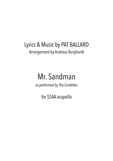 Mister Sandman (arr. Andreas Burghardt)