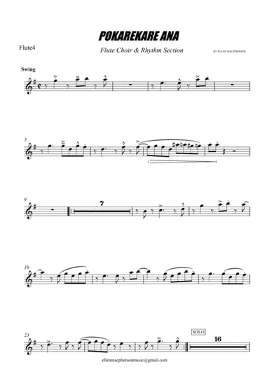 POKAREKARE ANA - Flute Choir & Rhythm Section (Flute 4) (arr. Ellen Macpherson)