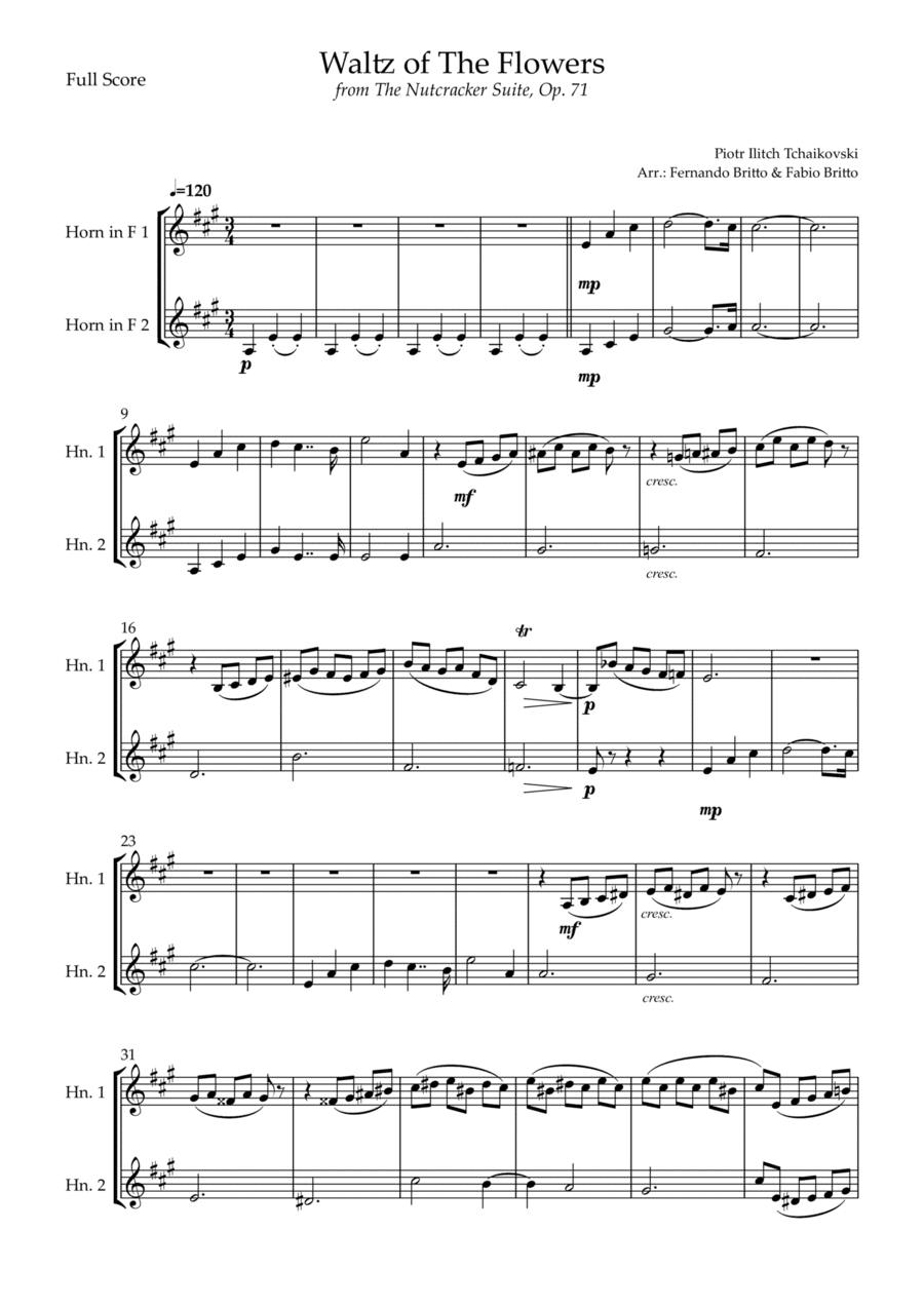 Waltz of The Flowers - from Nutcracker (P. I. Tchaikovsky) for Horn in F Duo (arr. Fernando Britto, Fabio Britto)