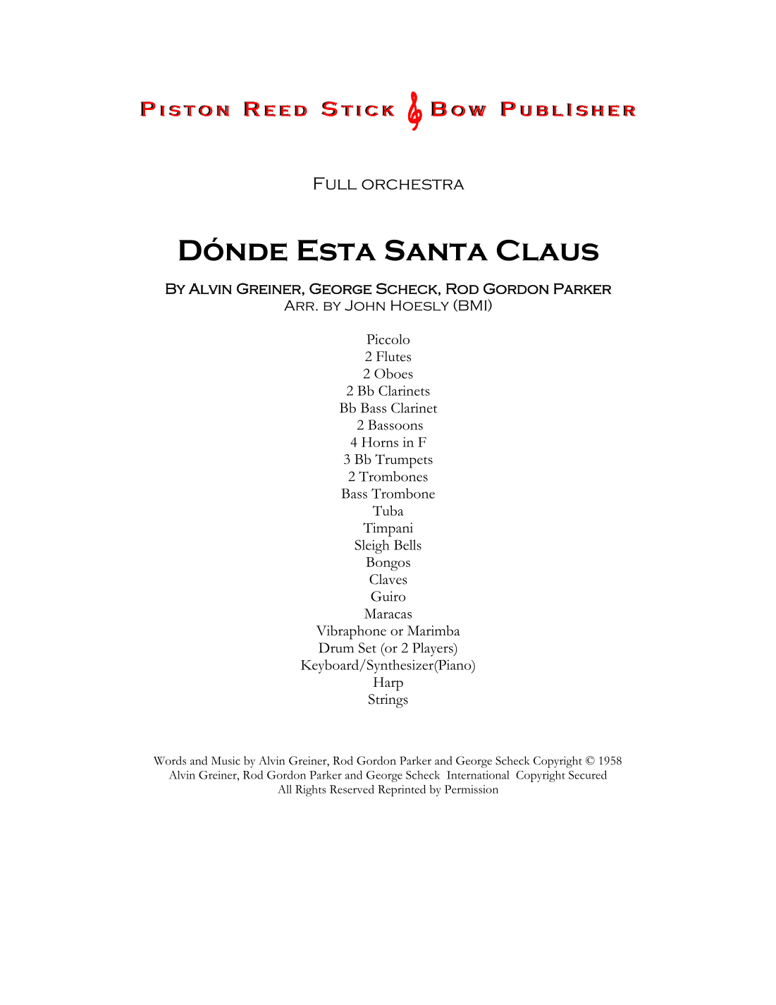 Donde Esta Santa Claus (arr. John Hoesly)
