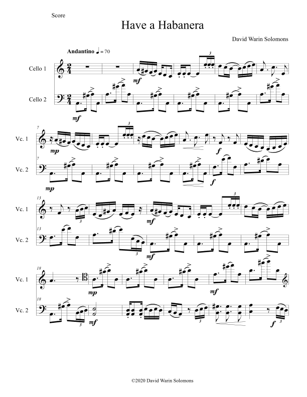 Have a Habanera for 2 cellos