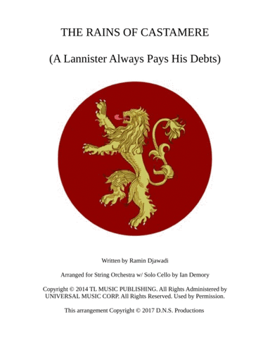 The Rains Of Castamere (arr. Ian M. Demory)