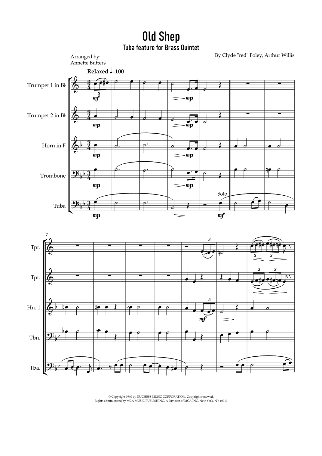 Old Shep (arr. Annette Butters)