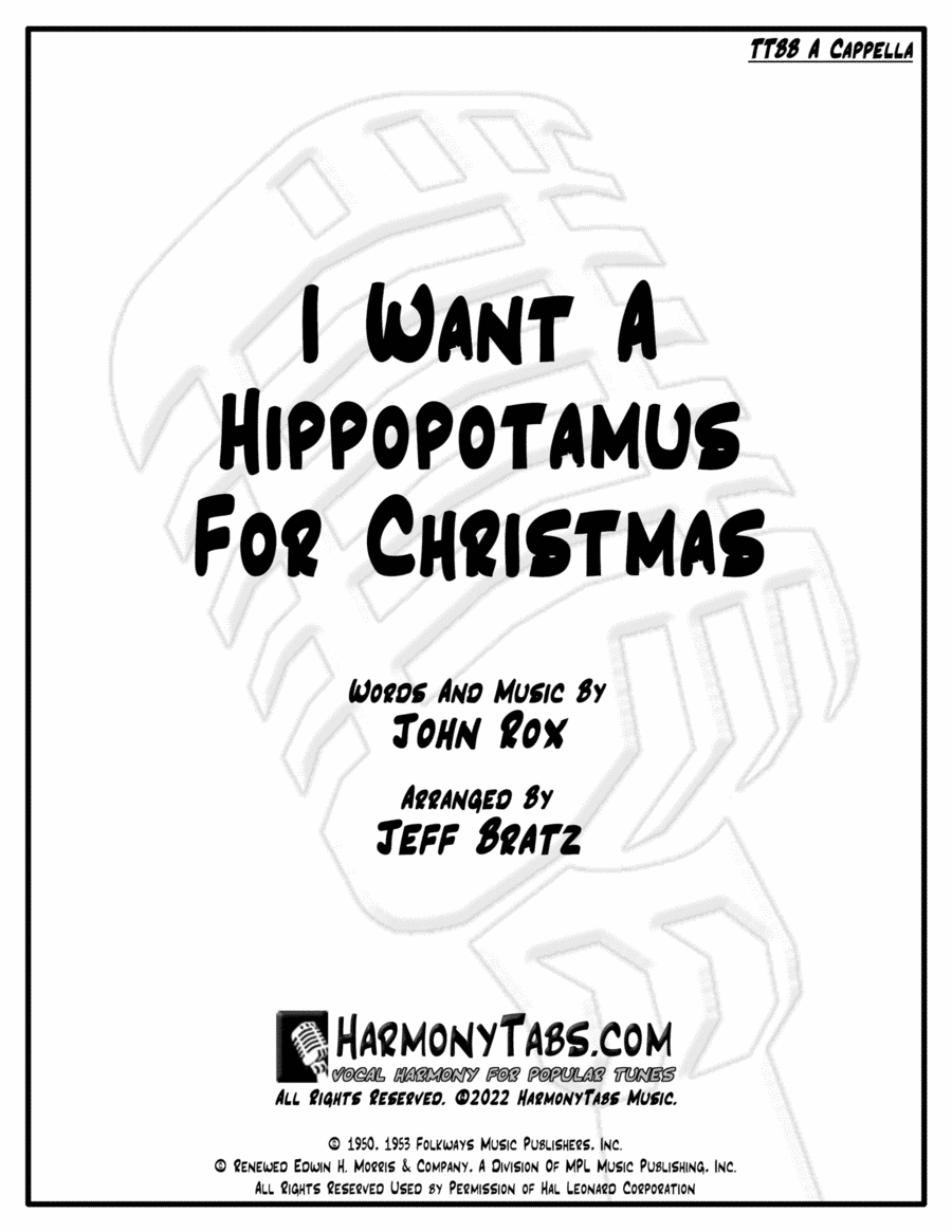 I Want A Hippopotamus For Christmas (Hippo The Hero) (arr. Jeff Bratz)