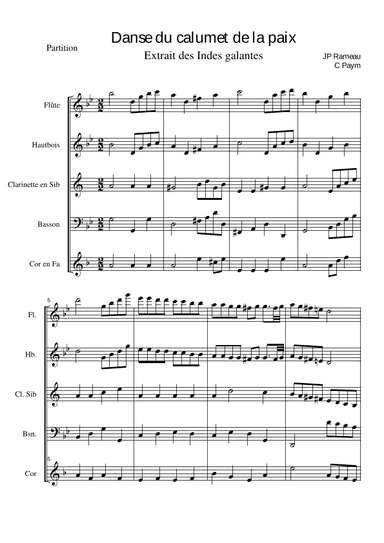 Rameau Danse du calumet de la paix - woodwind quintet (arr. Christophe Paym)