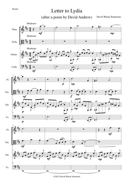 Letter to Lydia for viola, flute, cello and guitar