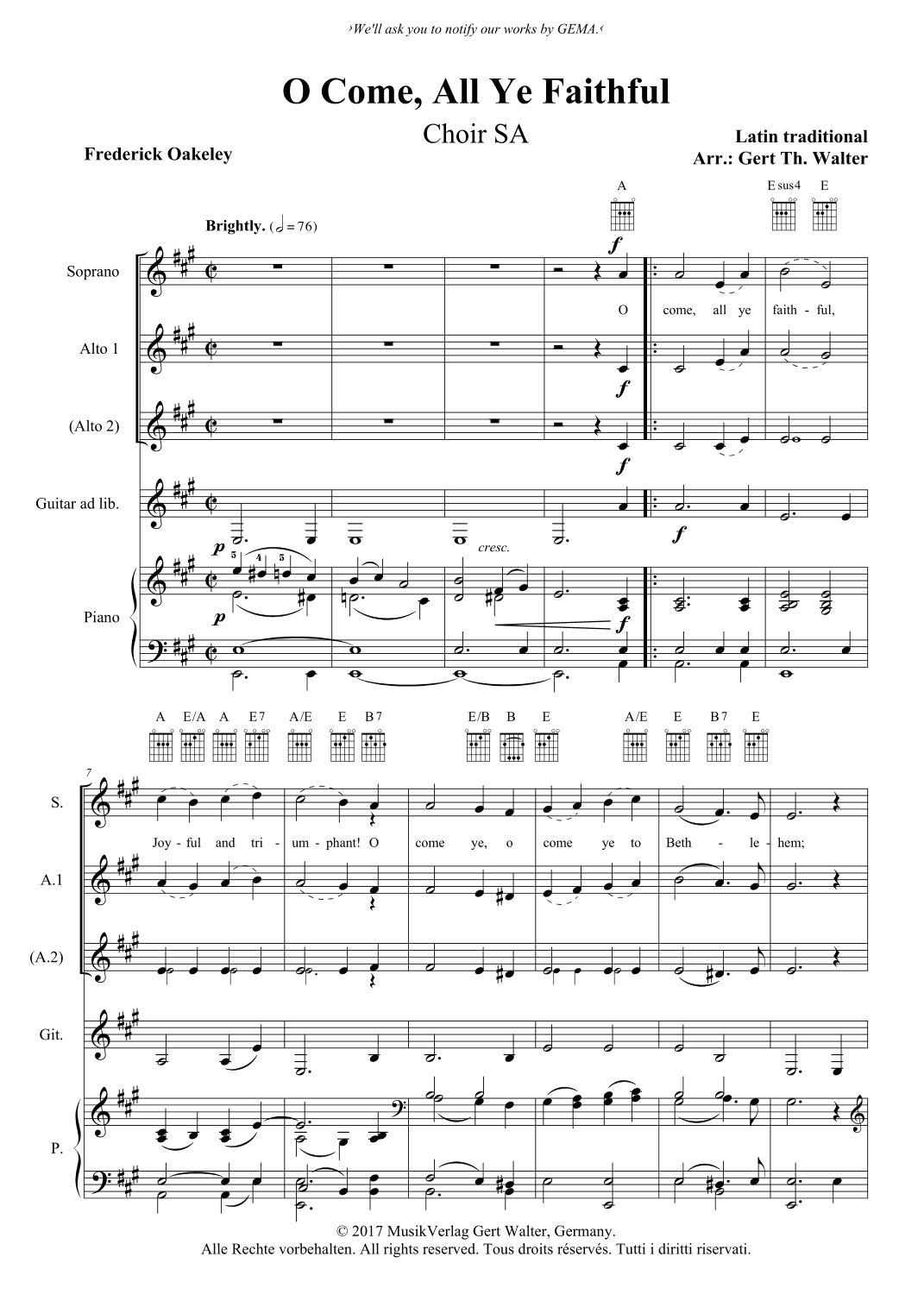 O Come, All Ye Faithful (arr. Gert Th. Walter)