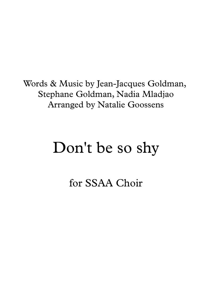 Don't Be So Shy (arr. Natalie Goossens)