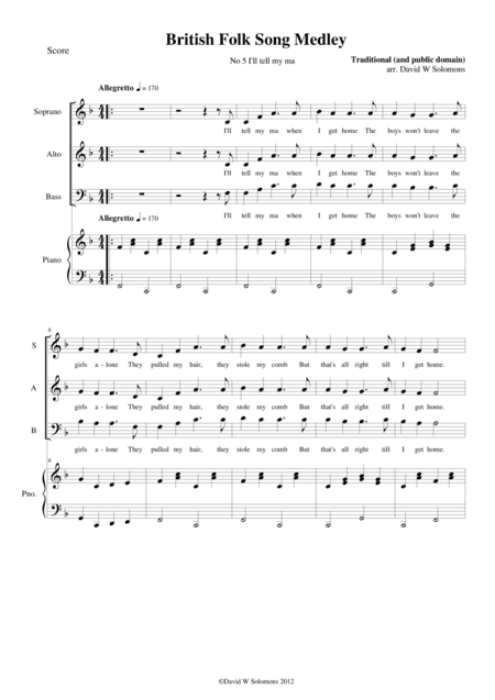 I'll tell my ma (the Belle of Belfast city) for SAB choir and piano (arr. David Warin Solomons)