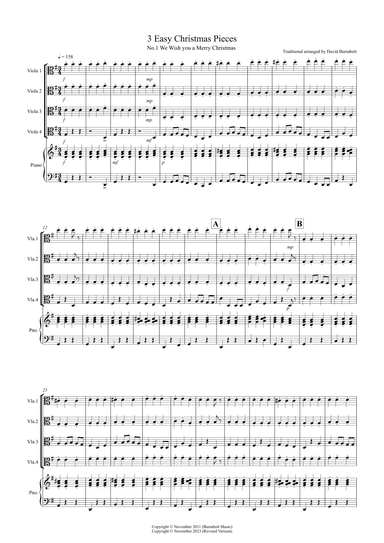 3 Easy Christmas Pieces for Viola Quartet (arr. David Burndrett)