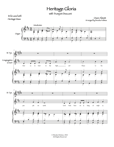 Heritage Mass Parts, "GLORIA" Trumpet Descant & Organ (arr. Brooks Holmes)