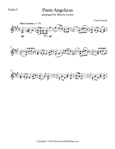 PANIS ANGELICUS  Violin Solo, Intermediate Level (arr. Sherry Lewis)