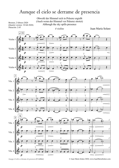 Aunque el cielo se derrame de presencia [4 violins]