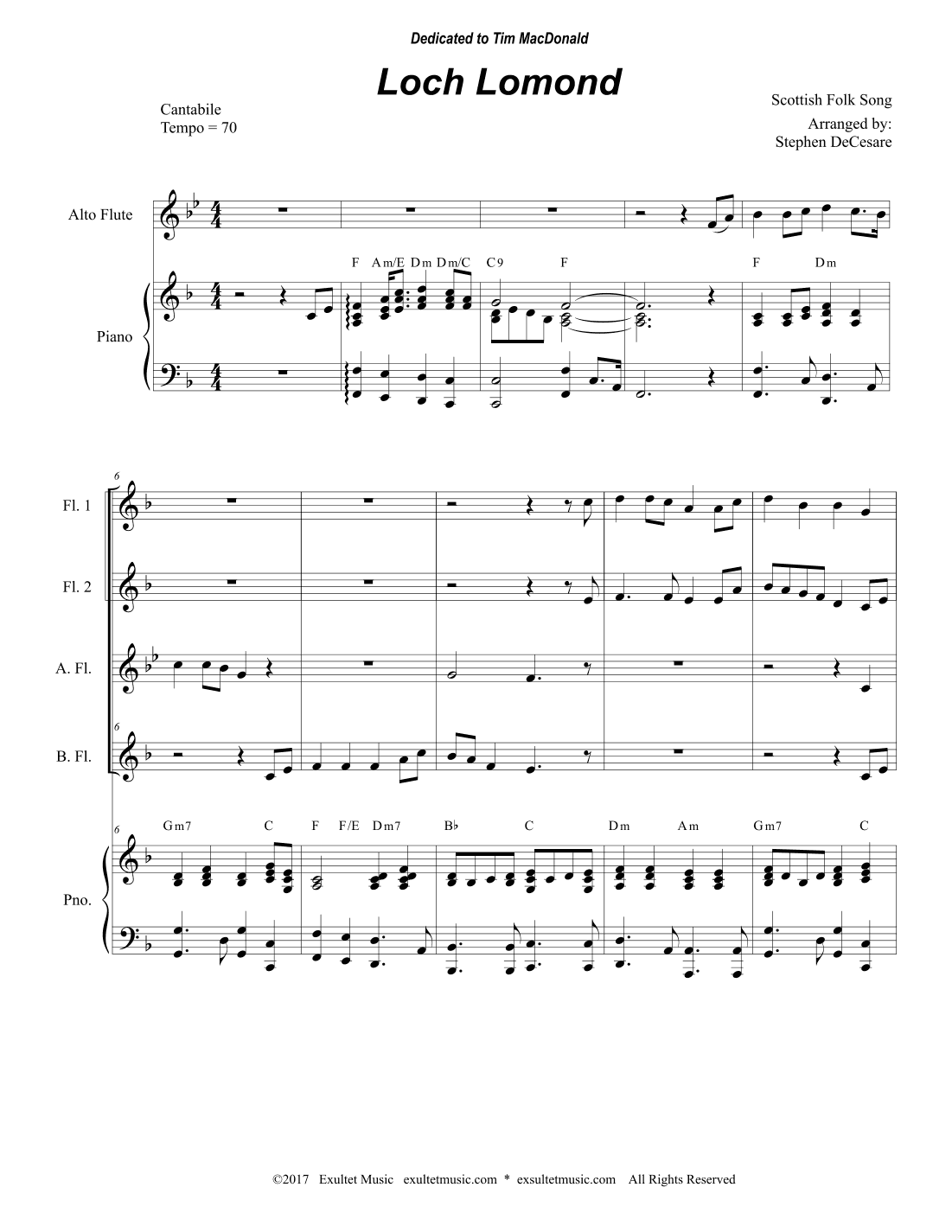 Loch Lomond (Flute Choir and Piano) (arr. Stephen DeCesare)