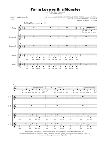 I'm In Love With A Monster (arr. John C. Quillin)