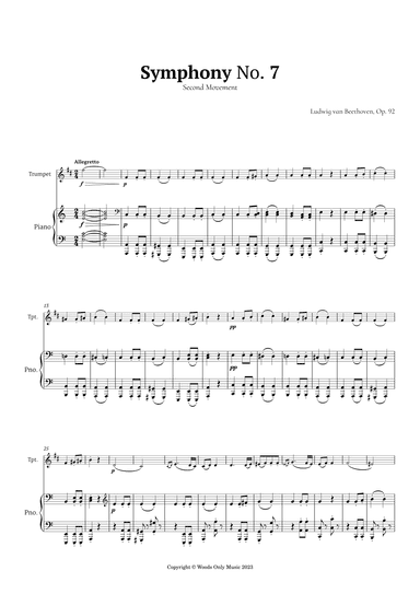 Symphony No. 7 by Beethoven for Trumpet and Piano (arr. Ander)
