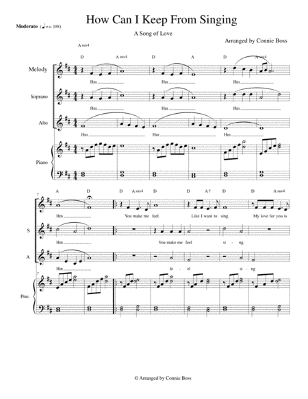 How Can I Keep From Singing - Love - vocal trio and piano (arr. Connie Boss)