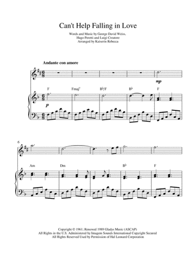 Can't Help Falling In Love (arr. Kaiserin Rebecca)