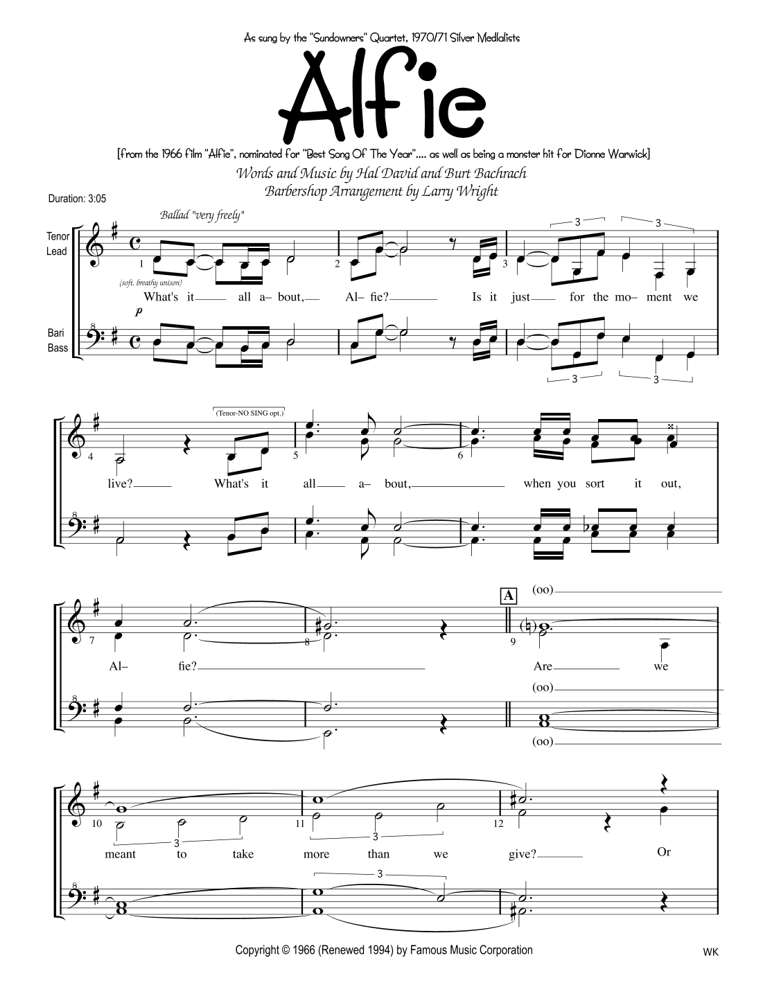 Alfie (arr. Larry Wright)
