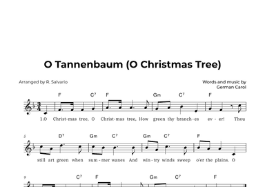 O Tannenbaum (O Christmas Tree) - Key of F Major (arr. R. Salvario)