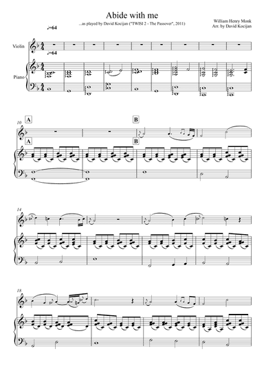 Abide with me (violin & piano) (arr. David Kocijan)