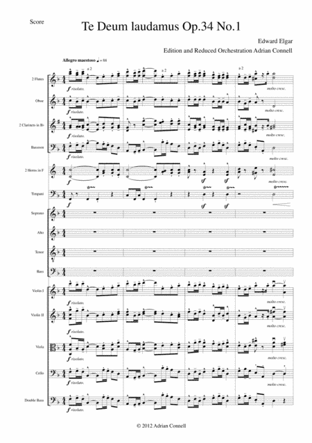 Elgar - Te Deum - Reduced Orchestration - Full Score (arr. Adrian Connell)