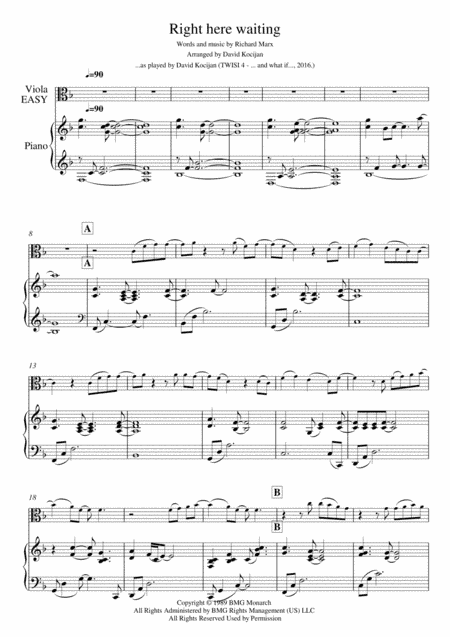 Right Here Waiting (arr. David Kocijan)