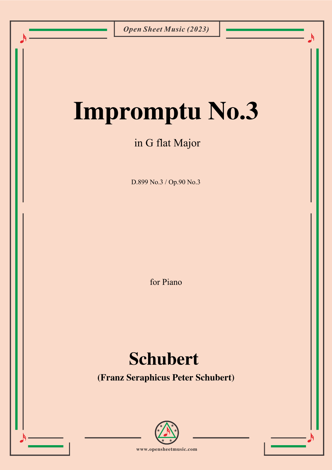 Schubert-Impromptu No.3 in G flat Major,for piano (arr. MSM)