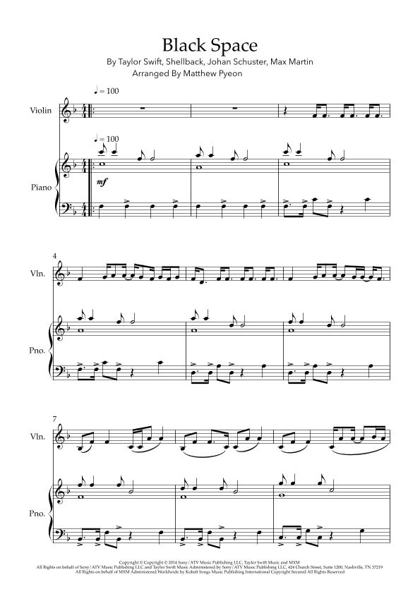 Blank Space (arr. Matthew pyeon)