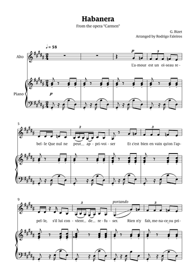 Habanera (for alto - G# minor/ Ab major) (arr. Rodrigo Faleiros)