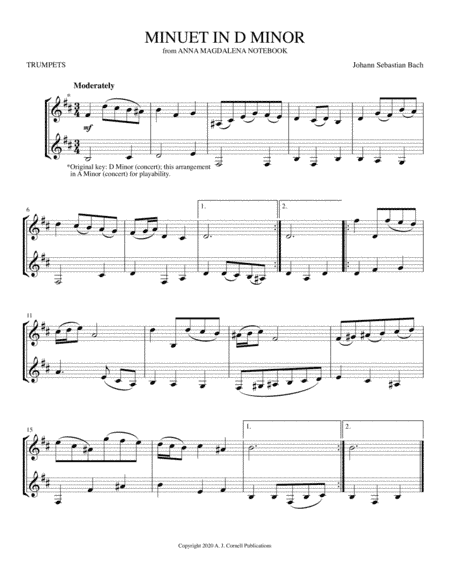 Minuet in D Minor (from Anna Magdalena Notebook) (arr. Mark Phillips)