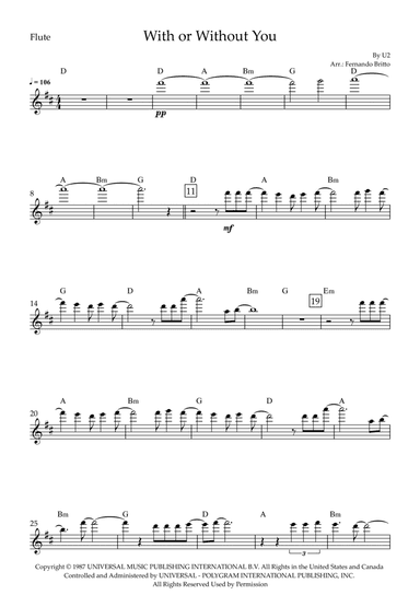 With Or Without You (arr. Fernando Britto)