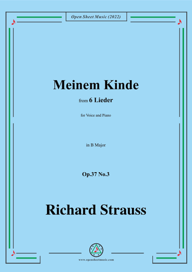 Richard Strauss-Meinem Kinde,in B Major,Op.37 No.3 (arr. OSM Press)