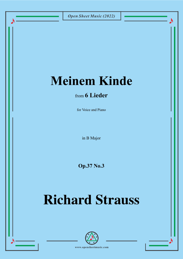 Richard Strauss-Meinem Kinde,in B Major,Op.37 No.3 (arr. OSM Press)
