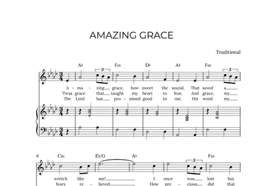 AMAZING GRACE - for piano and alto in Ab major with chords (arr. Alex Nunes Rodrigues)