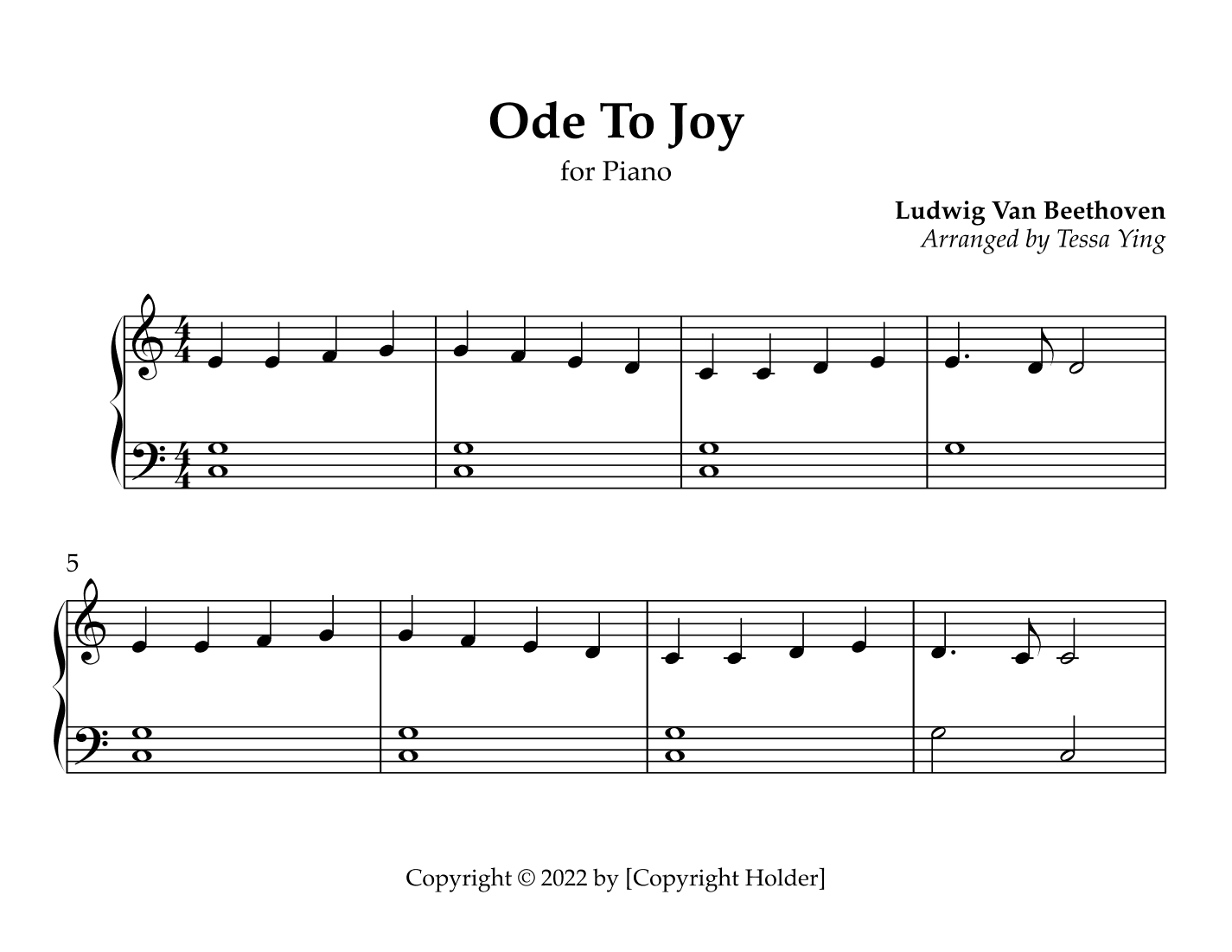 Ode To Joy (arr. Tessa Ying)