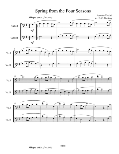 Spring from the Four Seasons (Cello Duet) (arr. B. C. Dockery)