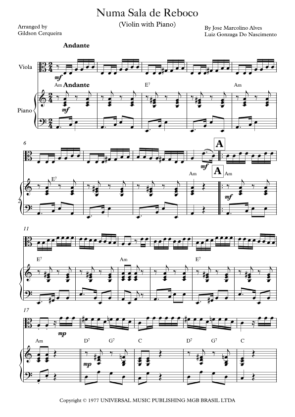 Numa Sala De Reboco (arr. Gildson Cerqueira)