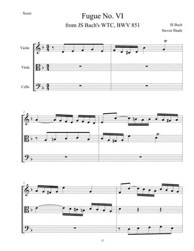 Bach - Fugue No. 6 in D minor, BWV 851 (arr. Steve Shade)