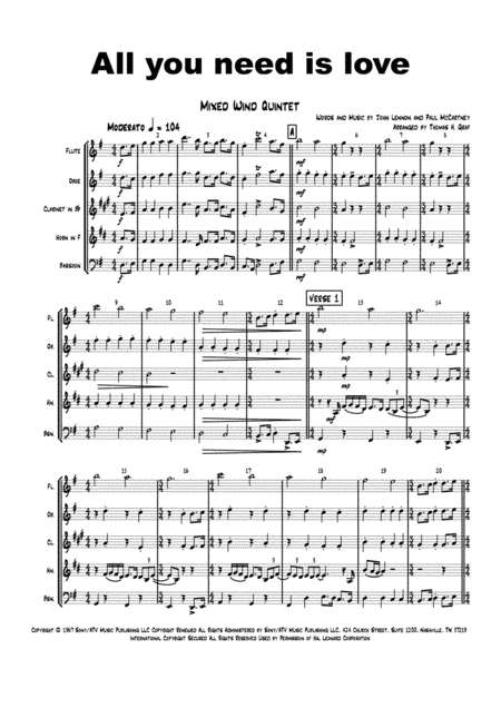 All You Need Is Love (arr. Thomas H. Graf)
