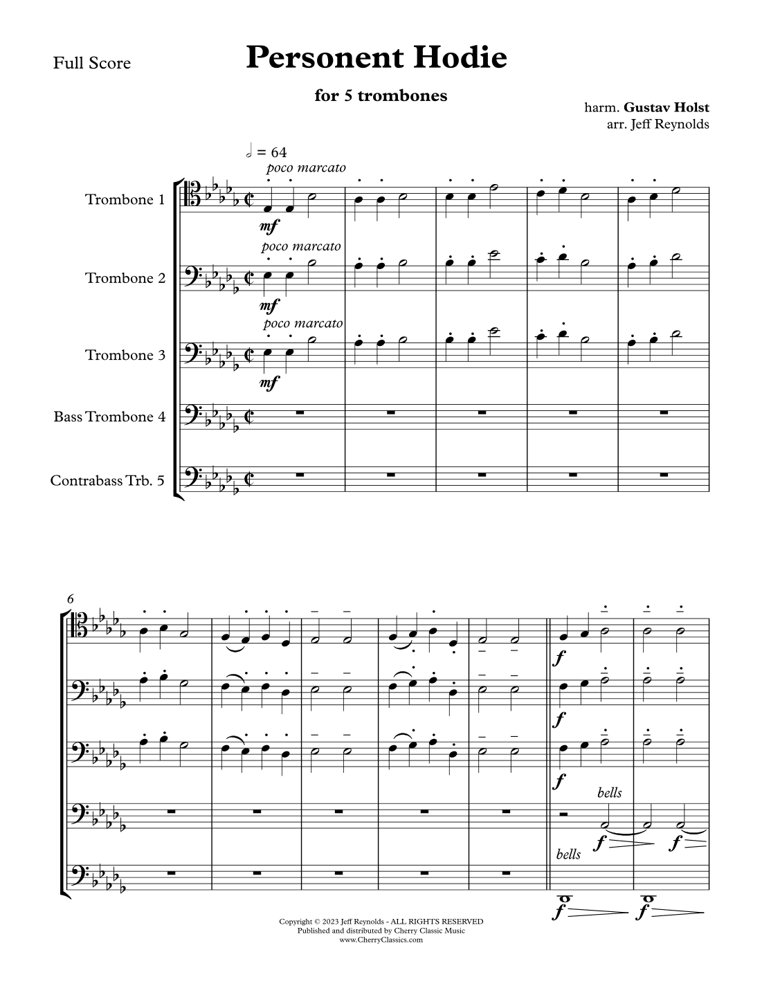 Personent Hodie for 5 Trombones (arr. Jeff Reynolds)