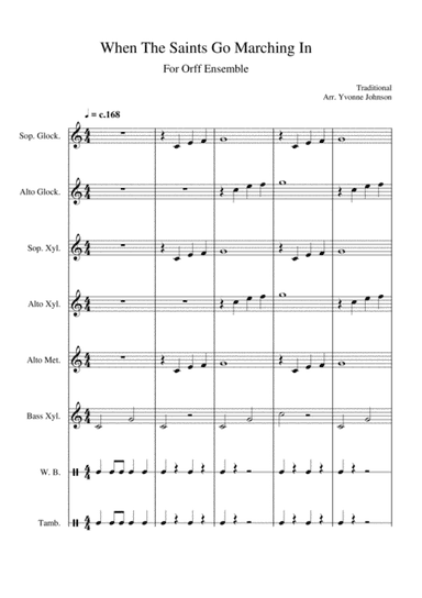 When The Saints Go Marching In - For Orff Ensemble (arr. Yvonne Johnson)