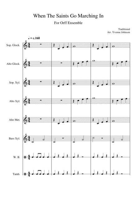 When The Saints Go Marching In - For Orff Ensemble (arr. Yvonne Johnson)