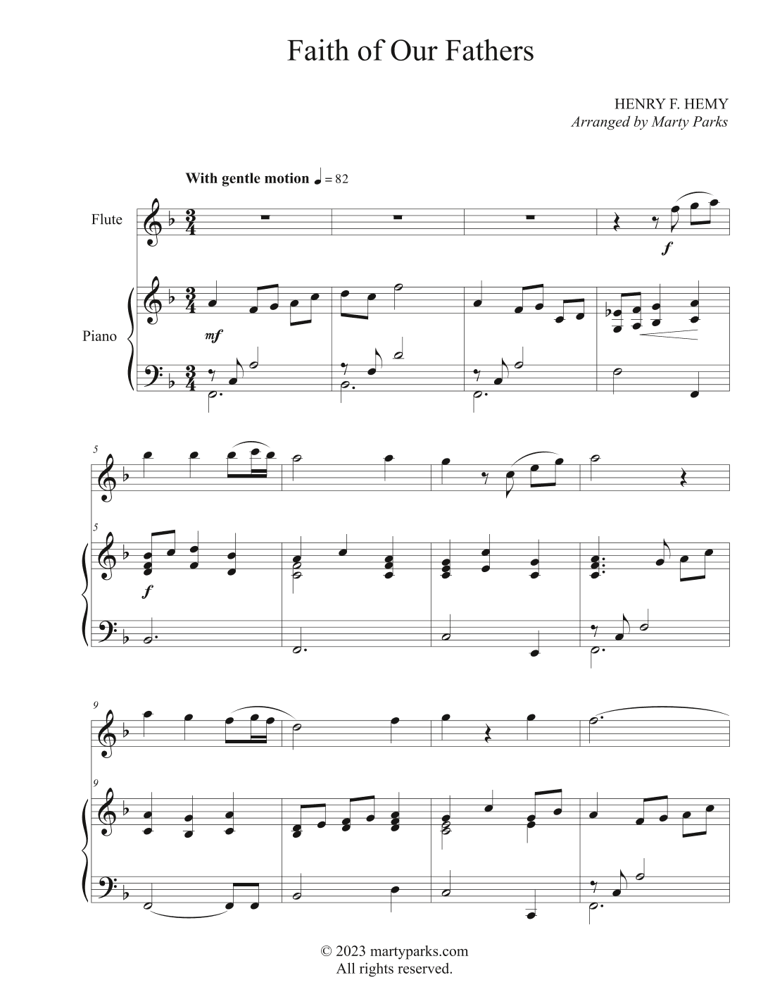 Faith of Our Fathers (Flute-Piano) (arr. Marty Parks)