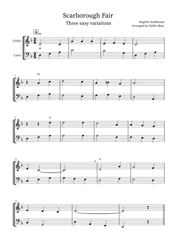 Scarborough Fair - 3 easy variations (arr. Valdir Maia)