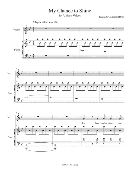 My Chance to Shine for Unison Voices