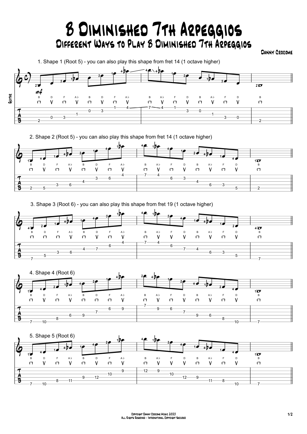B Diminished 7th Arpeggios (5 Ways to Play)